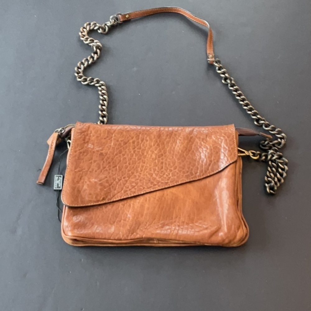 NWOT Maxon brown leather crossbody with chain & leather strap